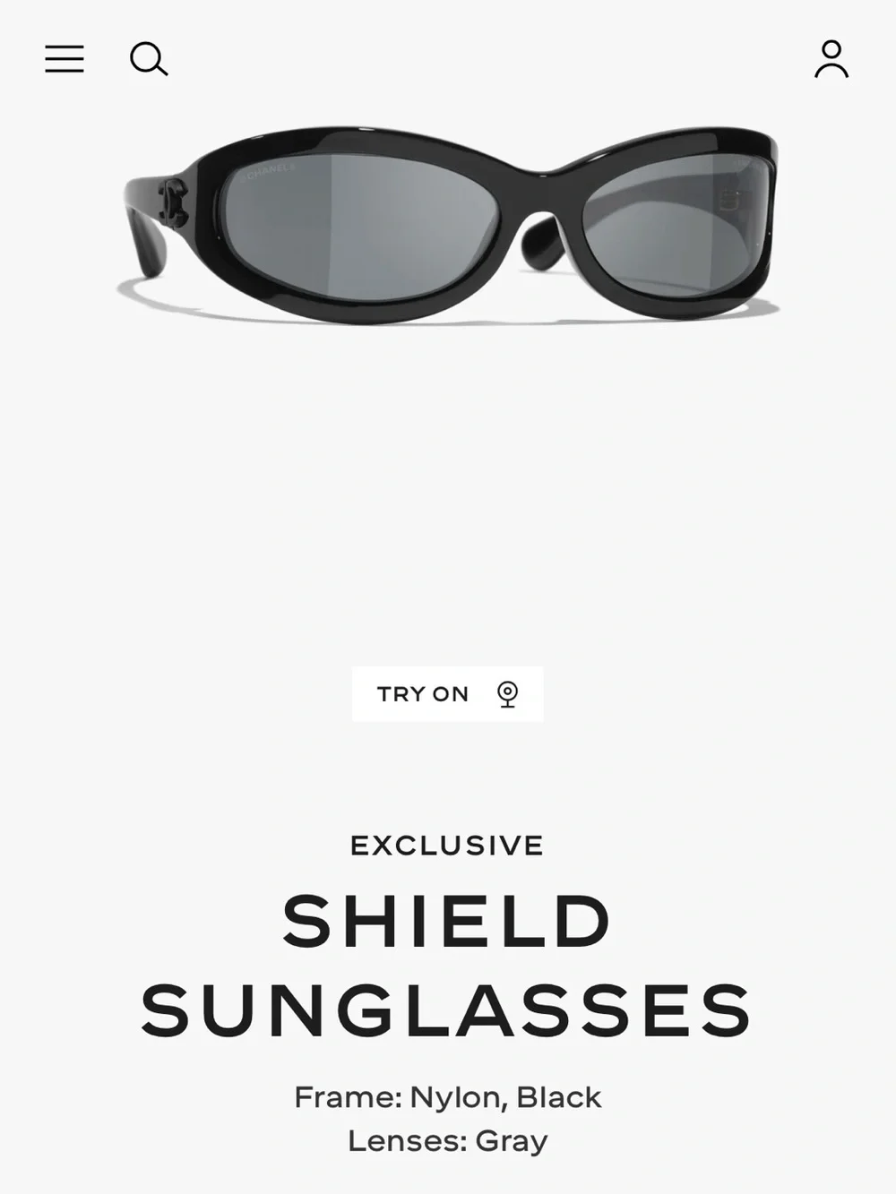 CHANEL Shield Sunglasses in Black with Gray Lenses